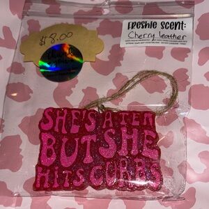 Pink Glitter Car Air Freshener cherry leather scented